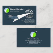 Cool Silver Wereldbol Logistics Jet Plane Aviation Visitekaartje (Voorkant / Achterkant)