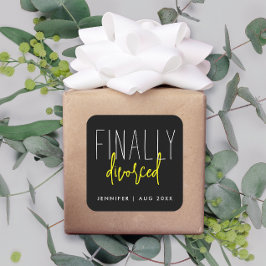 Cool Simpel Zwart Eindelijk Gescheiden Humor Breek Vierkante Sticker