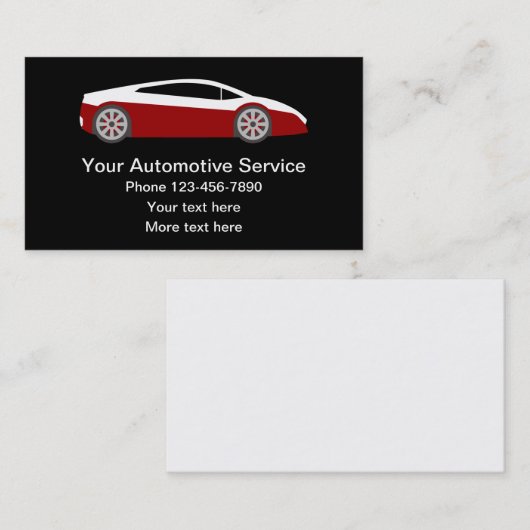 Cool Simple Automotove Business Card-template Visitekaartje (Voorkant / Achterkant)