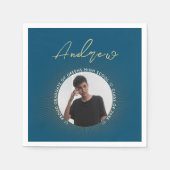 Cool Simple Blue Gold Modern Typografie Afstudeerd Servet (Voorkant)