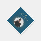 Cool Simple Blue Gold Modern Typografie Afstudeerd Servet (Hoek)