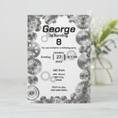 Cool Simple Mechanical Boys Verjaardag Uitnodiging (Staand voorkant)