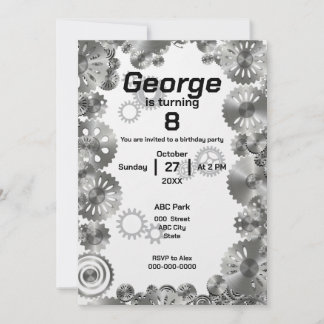 Cool Simple Mechanical Boys Verjaardag Uitnodiging