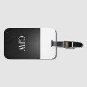 Cool Simple Texture Black White Monogram Bagagelabel (Voorkant (horizontaal))