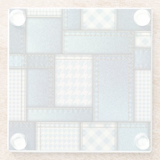 Cool simulated Blue Denim Fabric Glazen Onderzetter (Achterkant)