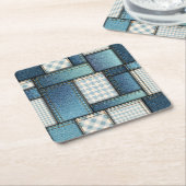 Cool simulated Blue Denim Fabric Kartonnen Onderzetters (Schuin)