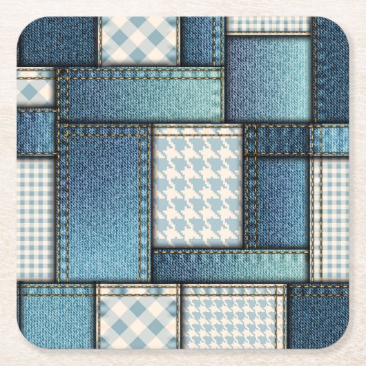 Cool simulated Blue Denim Fabric Kartonnen Onderzetters (Voorkant)