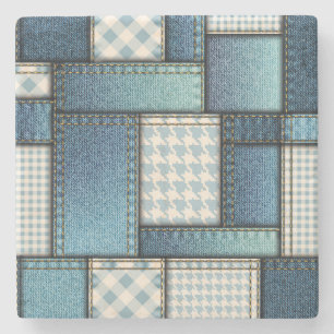 Cool simulated Blue Denim Fabric Stenen Onderzetter