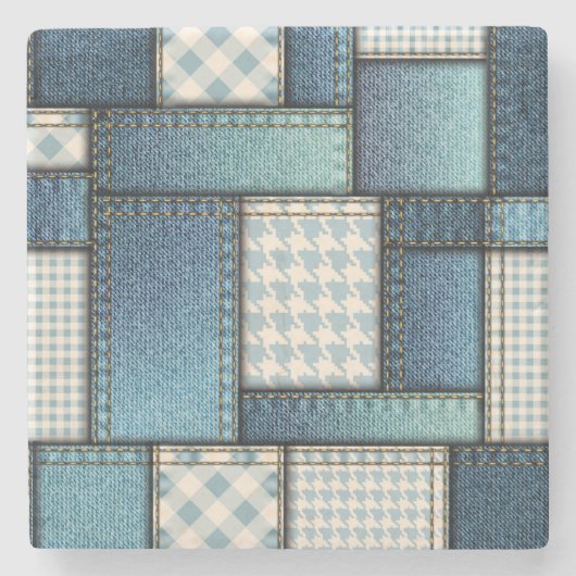 Cool simulated Blue Denim Fabric Stenen Onderzetter (Voorkant)