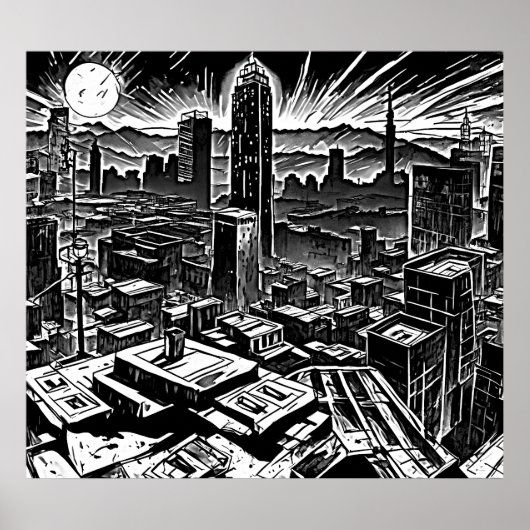 Cool Sin City Ink Noir Poster – Retro Comic Vibe (Voorkant)