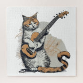 Cool Sinaasappel Cat Jamming op de gitaar Legpuzzel (Verticaal)