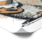 Cool Sinaasappel Cat Jamming op de gitaar Poster (Hoek)