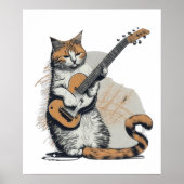 Cool Sinaasappel Cat Jamming op de gitaar Poster (Voorkant)