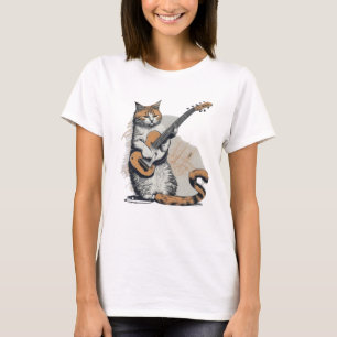 Cool Sinaasappel Cat Jamming op de gitaar T-shirt