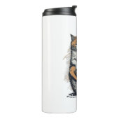 Cool Sinaasappel Cat Jamming op de gitaar Thermosbeker (Gedraaid links)