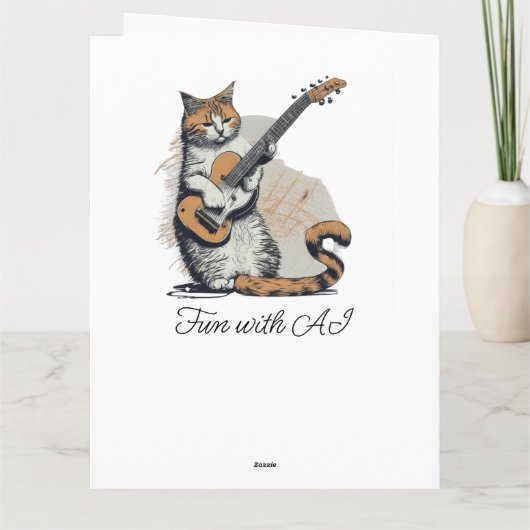 Cool Sinaasappel Cat Jamming op de gitaar Verjaard Kaart (Achterkant)