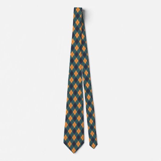 Cool sinaasappel groen tegelpatroon Argyle Stropdas (Voorkant)