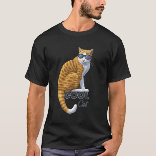 Cool Sinaasappel Tabby Kat Dragen Zonnebril T-shirt (Voorkant)