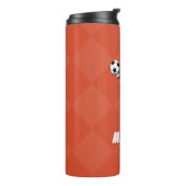 Cool Sinaasappel & White Goalie Goalkeeper Voetbal Thermosbeker (Gedraaid links)