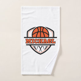 Cool Sinaasappel Zwart Basketbal Sport Handdoek