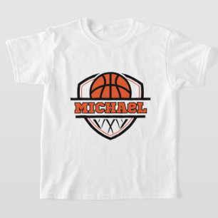 Cool Sinaasappel Zwart Basketbal Sport Kinder T-shirt