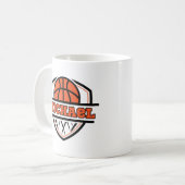 Cool Sinaasappel Zwart Basketbal Sport Koffiemok (Voorkant links)