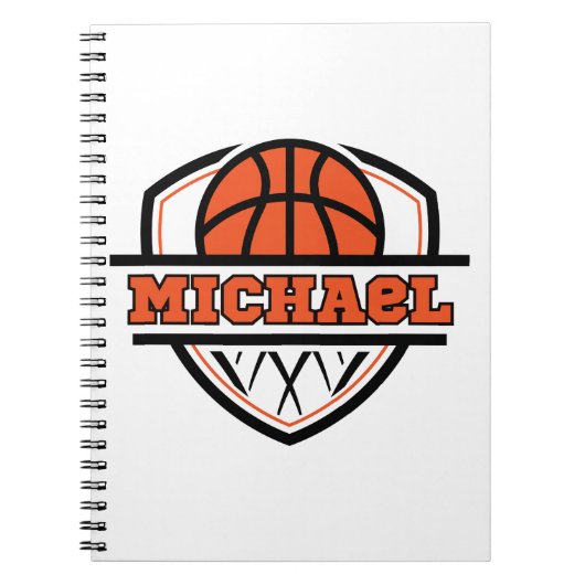 Cool Sinaasappel Zwart Basketbal Sport Notitieboek (Voorkant)