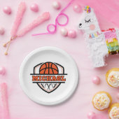 Cool Sinaasappel Zwart Basketbal Sport Papieren Bordje (Feest)