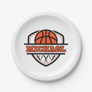 Cool Sinaasappel Zwart Basketbal Sport Papieren Bordje