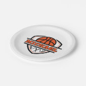 Cool Sinaasappel Zwart Basketbal Sport Papieren Bordje (Gekanteld)