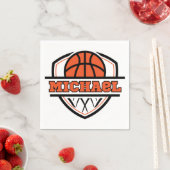 Cool Sinaasappel Zwart Basketbal Sport Servet (Insitu)