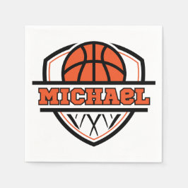 Cool Sinaasappel Zwart Basketbal Sport Servet