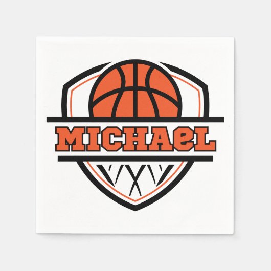 Cool Sinaasappel Zwart Basketbal Sport Servet (Voorkant)