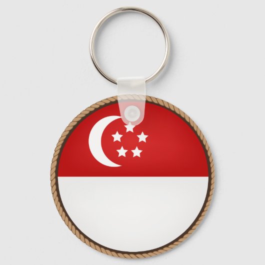 Cool Singapore vlag zegel Sleutelhanger (Voorkant)