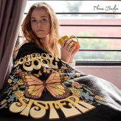 Cool Sister Butterfly Wild Flower  Retro Fleece Deken