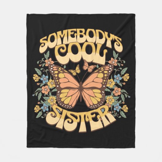 Cool Sister Butterfly Wild Flower  Retro Fleece Deken (Voorkant)