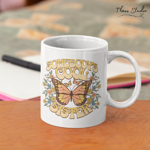 Cool Sister Butterfly Wild Flower  Retro Grote Koffiekop