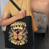 Cool Sister Butterfly Wild Flower  Retro Tote Bag