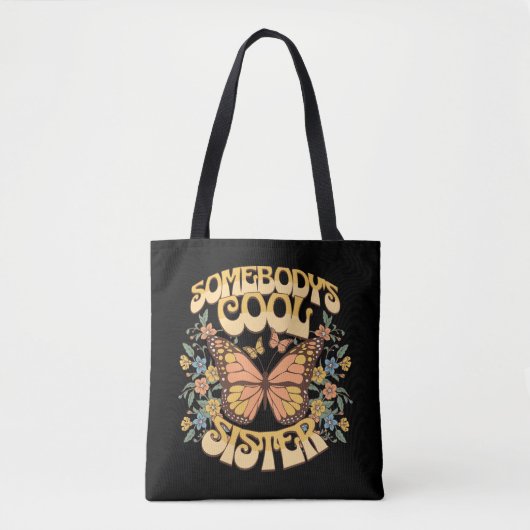Cool Sister Butterfly Wild Flower  Retro Tote Bag (Voorkant)