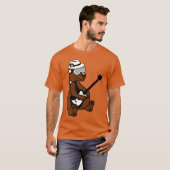 Cool Sitting Grizzly Brown Bear Playing Guitar Fun T-shirt (Voorkant volledig)