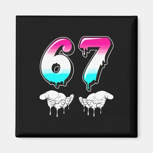 Cool Six Seven 6 7 Meme Gen Alpha S-lang Kostuum M Magneet (Voorkant)