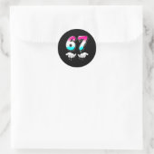 Cool Six Seven 6 7 Meme Gen Alpha Sla Jargon Kostu Ronde Sticker (Tas)