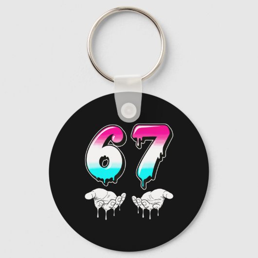 Cool Six Seven 6 7 Meme Gen Alpha Sla Jargon Kostu Sleutelhanger (Voorkant)