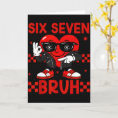 Cool Six Seven Bruh 6 7 Valentijnsdag Meme Hart Kaart (Gele Bloem)