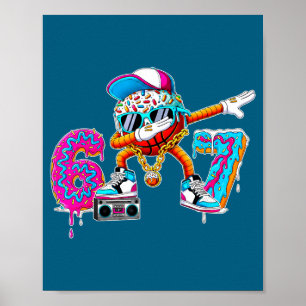 Cool Six Seven Dabbing Basketbal Illustratie Poster
