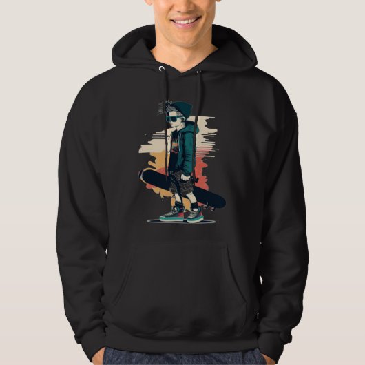 Cool Skateboard Boy Hoodie (Voorkant)