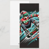 Cool Skateboard Holiday Christmas Kaart voor jonge (Voorkant / Achterkant)