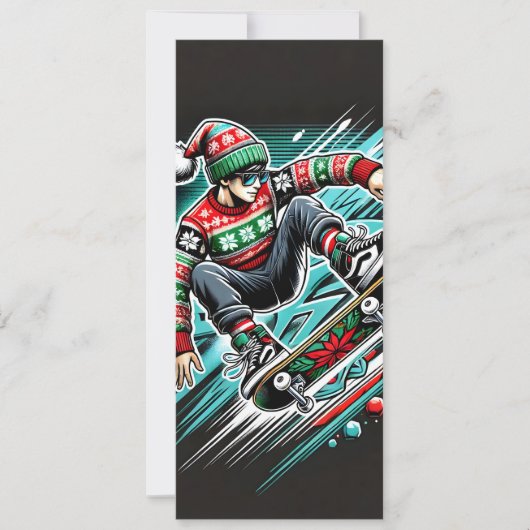 Cool Skateboard Holiday Christmas Kaart voor jonge (Voorkant)