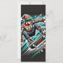 Cool Skateboard Holiday Christmas Kaart voor jonge