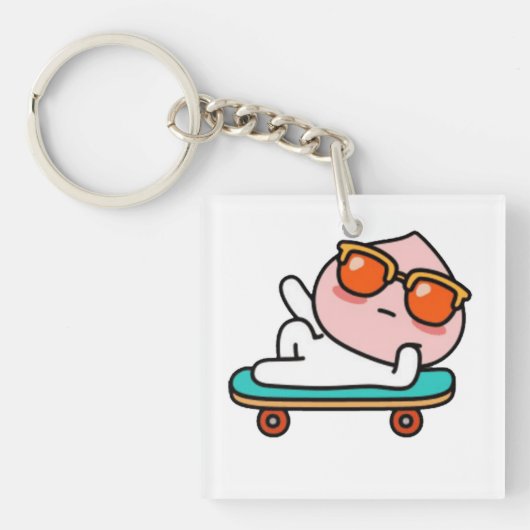 Cool skateboard-moment sleutelhanger (Voorkant)